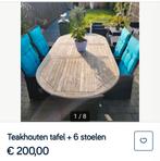 Teak houten ovaal tafel +6stoelen, Tuin en Terras, Ophalen, Zo goed als nieuw, Ovaal