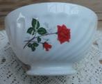  Franse brocante wit porseleinen spoelkom met rode rozen, Ophalen of Verzenden