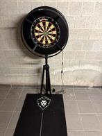 Dartsblok met staander en verlichting + dartsmat, Sport en Fitness, Ophalen, Gebruikt, Dartbord