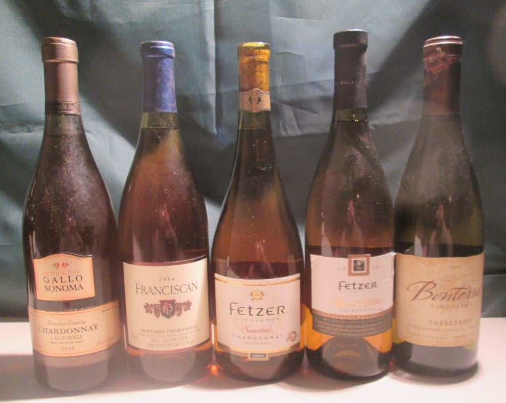 5 Witte Californische Wijnen - Chardonnay - 1994-2005, Verzamelen, Wijnen, Ophalen of Verzenden, Noord-Amerika, Vol, Witte wijn