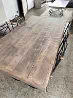 Industriële eettafel in steigerhout & metalen stoelen, 50 tot 100 cm, Zo goed als nieuw, Industrieel, landelijk, 150 tot 200 cm