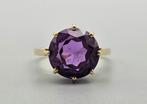 Bague vintage en or avec saphir violet en pierre précieuse., Avec pierre précieuse, Or, Enlèvement ou Envoi, Bague