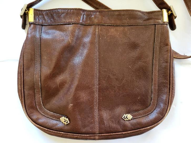 leren tas, Handtassen en Accessoires, Tassen | Damestassen, Gebruikt, Bruin, Ophalen of Verzenden