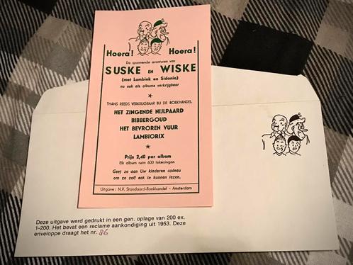 ♦️S&W🗯 Beperkte oplage Aankondiging 1953 86/200ex, Verzamelen, Stripfiguren, Suske en Wiske, Ophalen of Verzenden