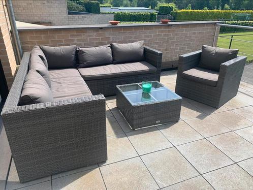 Tuinset hoeklounge en 1-persoonszetel, Tuin en Terras, Tuinsets en Loungesets, Gebruikt, Tuinset, 6 zitplaatsen, Ophalen