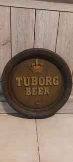 Authentique enseigne publicitaire Tuborg (en forme de couver, Panneau, Plaque ou Plaquette publicitaire, Autres marques, Enlèvement ou Envoi