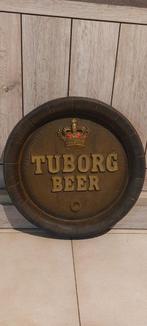 Authentiek reclamebord Tuborg (in de vorm van tondeksel), Verzamelen, Ophalen of Verzenden, Nieuw, Reclamebord, Plaat of Schild