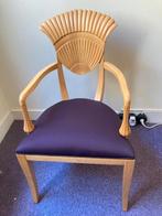 4 chaises en bois avec tissu aubergine et accoudoirs, Ophalen