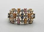 Gouden Vintage ring edelsteen saffier en diamant. 2024/226, Comme neuf, Avec pierre précieuse, Or, Femme