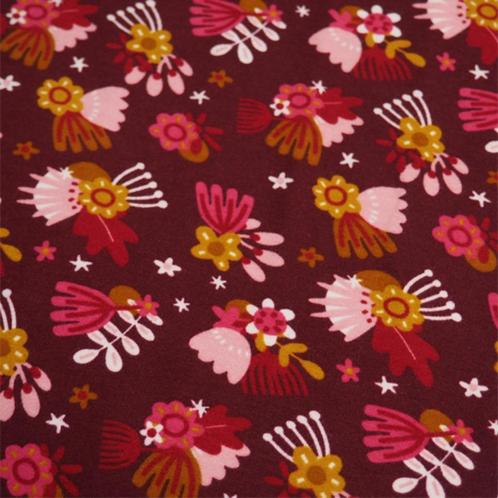 3327) 150x50cm Katoenen jogging stof bloemen bordeaux, Hobby & Loisirs créatifs, Tissus & Chiffons, Neuf, Coton, 120 cm ou plus