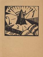 Paul Leriche houtsnede "De Metronoom", gesigneerd, Antiek en Kunst, Kunst | Etsen en Gravures, Ophalen