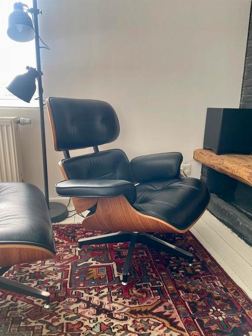 Eames-stijl lounge chair – Echt leer, nieuwstaat, Huis en Inrichting, Fauteuils, Leer, Ophalen
