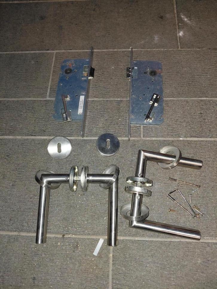 deurklink met slotkast, Doe-het-zelf en Bouw, Hang- en Sluitwerk, Nieuw, Klink of Kruk, Inox, Ophalen