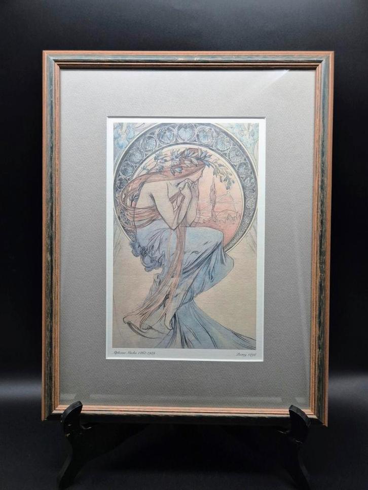 Art Nouveau-poster „Poëzie” van Alphonse Mucha, Antiek en Kunst, Kunst | Tekeningen en Fotografie, Ophalen of Verzenden