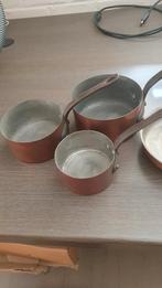4 koperen pannetjes, Antiek en Kunst, Ophalen of Verzenden