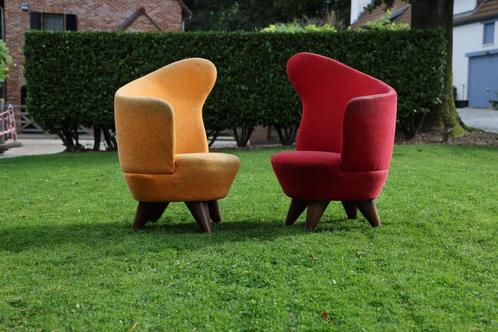 2X Fauteuil Club Vintage st ART DECO Jean Royère design 1980, Maison & Meubles, Chaises, Utilisé, Deux, Tissus, Autres couleurs