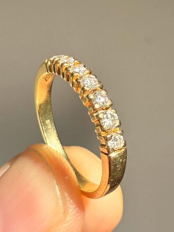 Gouden ring met 7 echte natuurlijke VS diamanten! maat 18mm beschikbaar voor biedingen