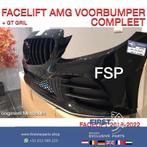 W205 C205 FACELIFT C43 AMG VOORBUMPER + GT GRIL ZWART 2018-2, Gebruikt, Ophalen of Verzenden, Bumper, Mercedes-Benz