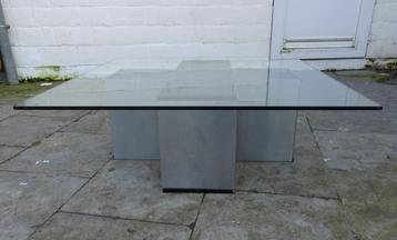 INDUSTRIEEL METALEN INOX VINTAGE SALONTAFEL 1970s RETRO beschikbaar voor biedingen