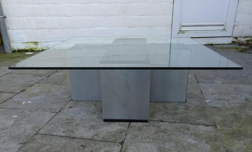 INDUSTRIEEL METALEN INOX VINTAGE SALONTAFEL 1970s RETRO, Huis en Inrichting, Tafels | Salontafels, Gebruikt, Minder dan 50 cm