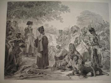 XIXe antieke ets 1810 Keizer Napoléon in EGYPTE Caïro beschikbaar voor biedingen