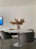 Designstoelen velvet (4x) met gouden onderstoel, Huis en Inrichting, Stoelen, Ophalen, Zo goed als nieuw, Grijs, Stof