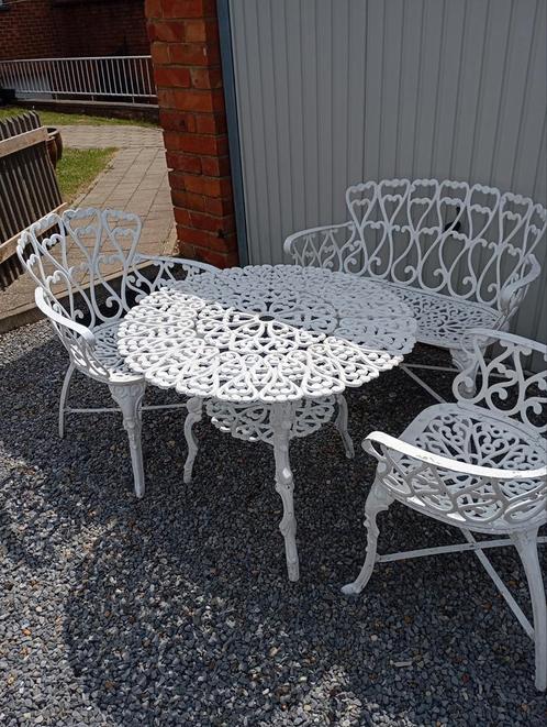 Zéér mooi Uitgewerkt Romantisch IJZEREN Tuinsetje/zie foto's, Tuin en Terras, Tuinsets en Loungesets, Zo goed als nieuw, Aluminium