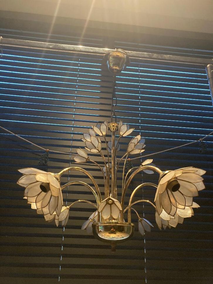 Vintage Luster, Huis en Inrichting, Lampen | Hanglampen, Gebruikt, Kunststof, Metaal, Ophalen