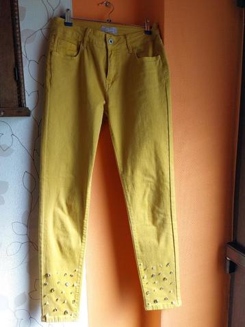 Pantalon dame "Cassis" ocre  Taille 38 avec strass