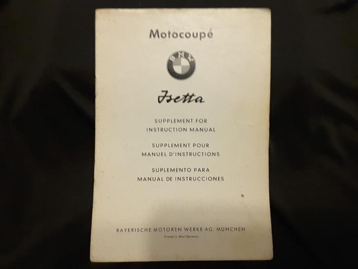 Supplement bij de handleiding van een BMW Isetta, Eng/Fr/Sp., Autos : Divers, Modes d'emploi & Notices d'utilisation, Enlèvement ou Envoi