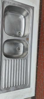 Dubbele spoelbak Inox, Huis en Inrichting, Keuken | Keukenelementen, Ophalen, Gebruikt, Minder dan 25 cm, Minder dan 100 cm