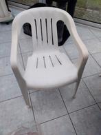 5 witte stapelstoelen met 2 sets kussens, Tuin en Terras, Ophalen, Gebruikt