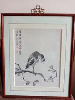 Traditionele Chinese aquarel op karton jaren 70 47/39, Antiek en Kunst, Kunst | Schilderijen | Klassiek, Ophalen of Verzenden