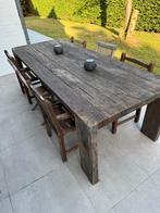Robuuste tuintafel in hout - tuinset incl 6 stoelen in teak, Tuin en Terras, Ophalen, Zo goed als nieuw, Hout