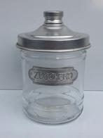 Bokaal glas Zucchero (suiker) , label en deksel in aluminium, Huis en Inrichting, Woonaccessoires | Overige, Ophalen of Verzenden