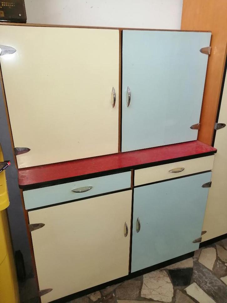 Meuble vintage design Aubry Antwerpen années 60 2 parties, Antiquités & Art, Curiosités & Brocante, Enlèvement