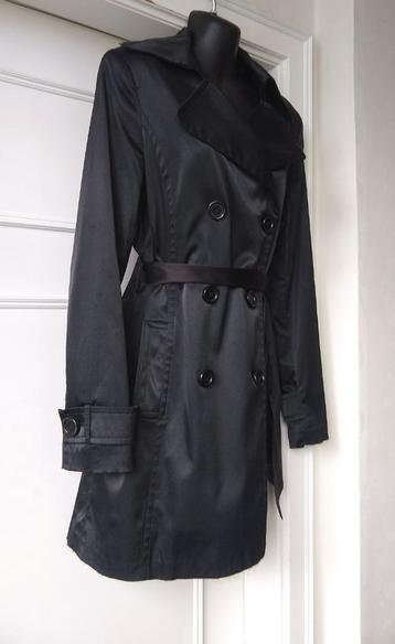 Zara zwarte trenchcoat, glossy, mt M