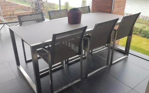 Tuinset Royal Botania, Tuin en Terras, Tuinsets en Loungesets, Zo goed als nieuw, Tuinset, Inox, 6 zitplaatsen, Eettafel, Stoel