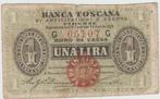 BANCA TOSCANA UNA LIRA 1870 BONO DI CASSA, Italië, Los biljet, Ophalen of Verzenden