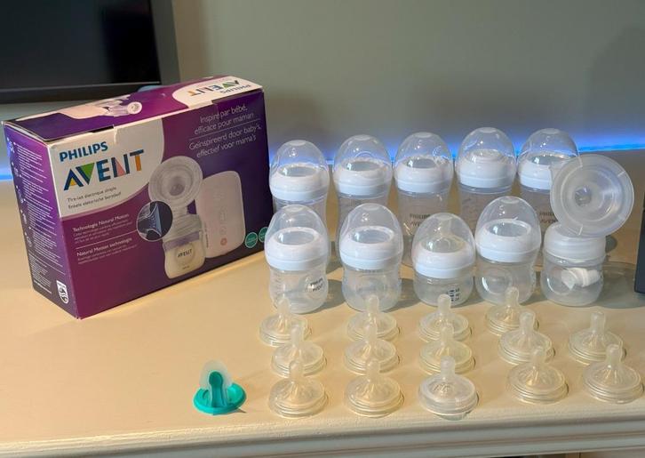 Melk kolf(automatisch) + 10 melkflessen Philips avent, Kinderen en Baby's, Babyvoeding en Toebehoren, Borstkolf, Ophalen of Verzenden