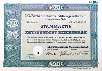 Origineel IG FARBEN (Zyklon B) 1940 aandeel! beschikbaar voor biedingen