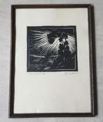 Linosnede maannacht Boom Rob Lombaerts (1898-1985)gesign, Verzenden