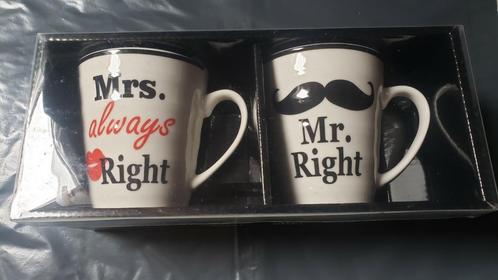 Lot 2 Mugs neufs Mr./Mrs (always) Right, Huis en Inrichting, Keuken | Servies, Nieuw, Kop(pen) en/of Schotel(s), Ophalen of Verzenden