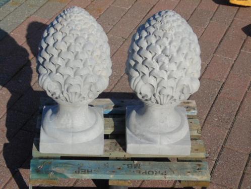 dennenappel, blauwe stenen kolomkop, het paar!, Tuin en Terras, Tuinwanddecoratie, Nieuw, Ophalen
