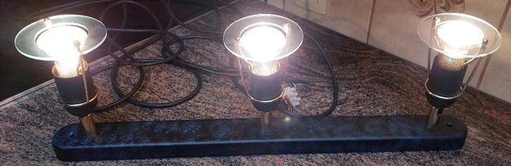 Massive - Plafondlamp incl. 3 spots & 2 nieuwe reservespots, Maison & Meubles, Lampes | Plafonniers, Comme neuf, Verre, Synthétique