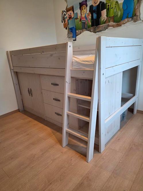 Lifetime halfhoogslaper met kasten., Kinderen en Baby's, Kinderkamer | Stapelbedden en Hoogslapers, Zo goed als nieuw, Halfhoogslaper