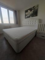 Bed 160×200 cm met opbergruimte., Ophalen, Gebruikt, Wit, Tweepersoons