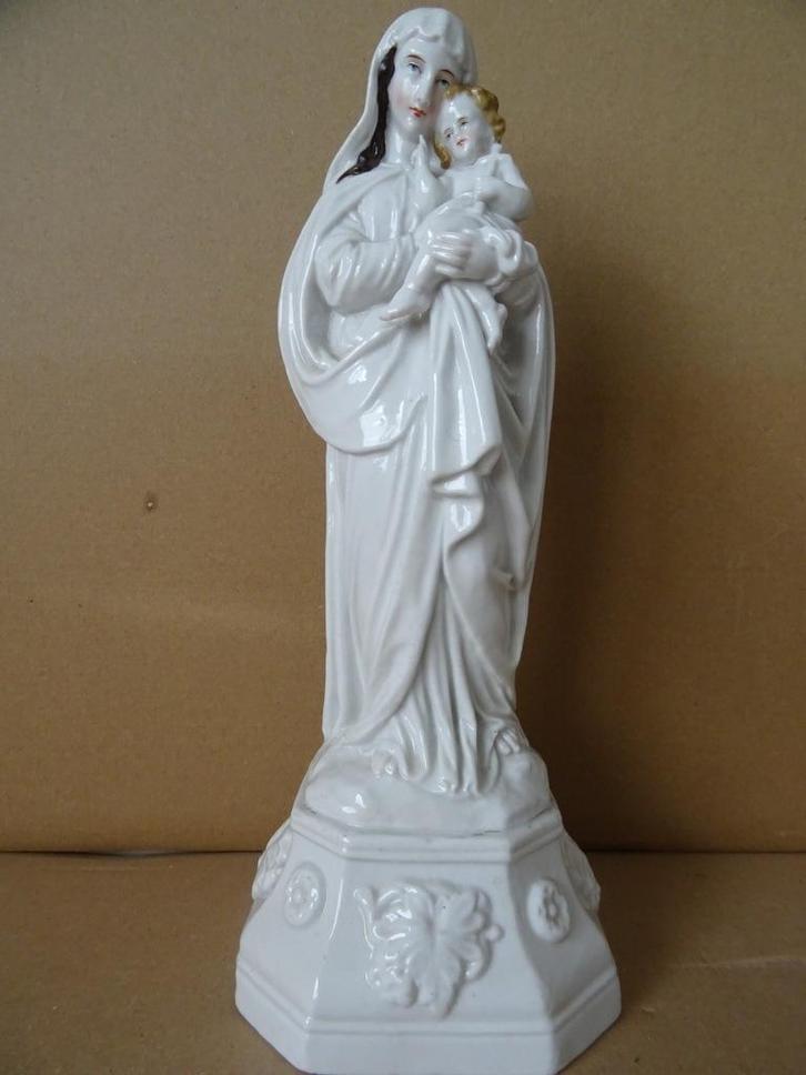 Antiek Mariabeeld porseleinen Mariabeeld de Moeder Gods 29cm, Antiek en Kunst, Antiek | Religieuze voorwerpen, Ophalen of Verzenden