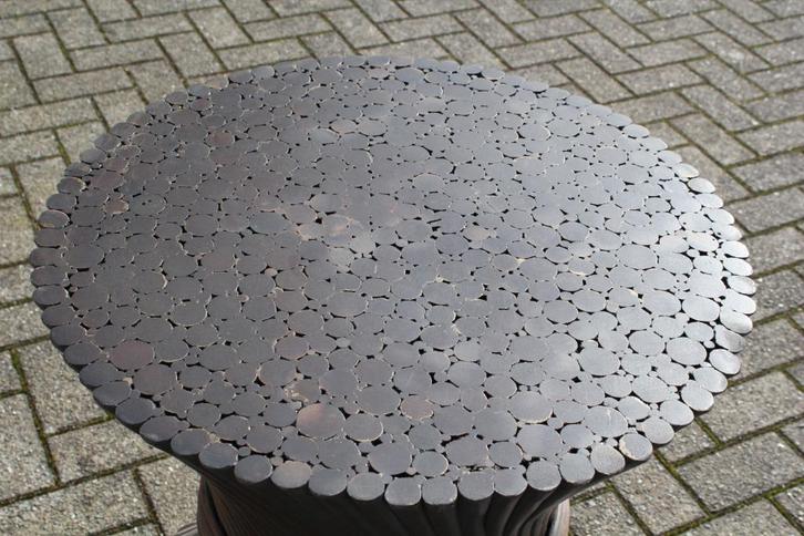 Bamboe tafel, Huis en Inrichting, Tafels | Bijzettafels, Zo goed als nieuw, Rond, 60 cm of meer, Overige materialen, Ophalen