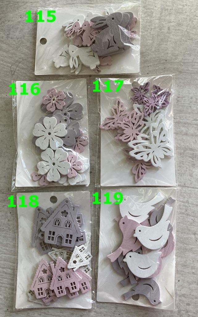 HOUT DECO 115-119 DECO KONIJN-BLOEM-VLINDER-HUIS-VOGEL NIEUW, Hobby en Vrije tijd, Knutselen, Nieuw, Materiaal, Ophalen of Verzenden